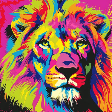 Multicolored Lion Head Canvas